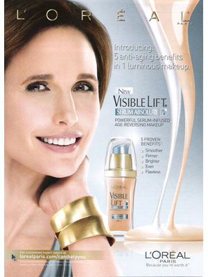 Andie MacDowell for L'Oreal Visible Lift Serum Absolute