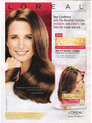 Andie MacDowell for Loreal Hair Products