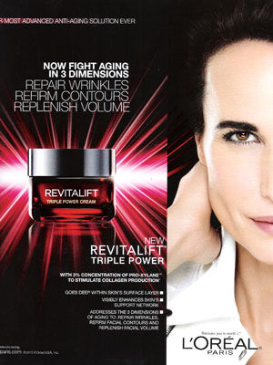 Andie MacDowell L'oreal celebrity endorsements