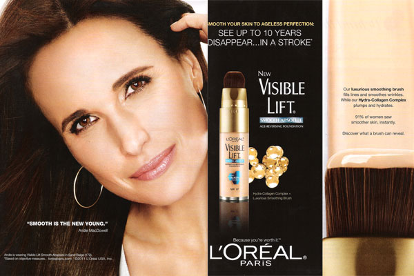Andie MacDowell L'Oreal Visible Lift celebrity endorsements