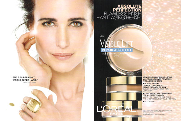 Andie MacDowell L'Oreal Visible Lift 2012