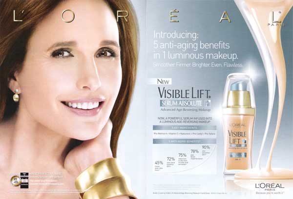Andie MacDowell for Loreal Visible Lift