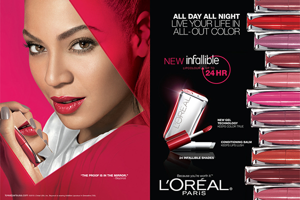 Beyonce L'Oreal celebrity beauty ads