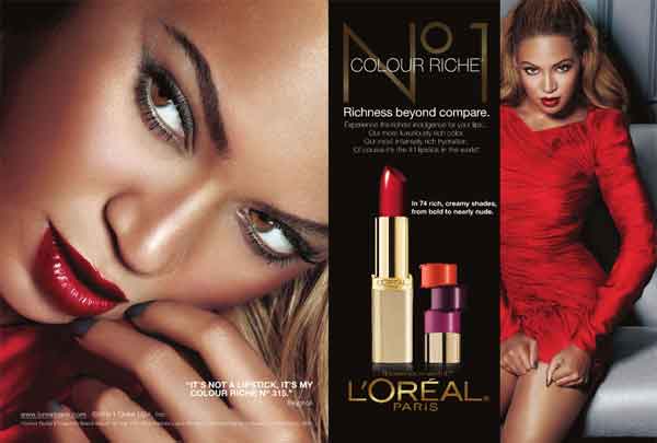 Beyonce Knowles for Loreal cosmetics