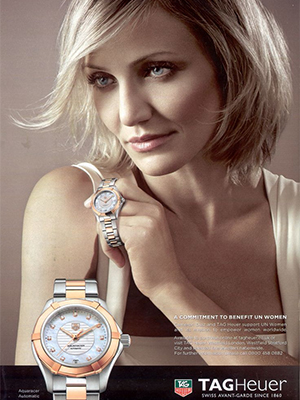 Cameron Diaz Tag Heuer celebrity endorsement ads