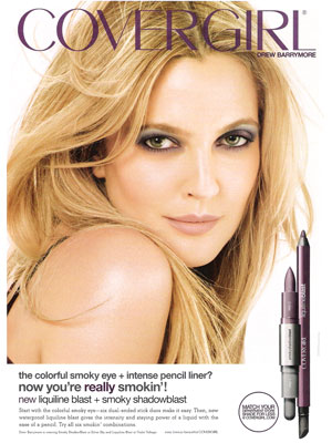 Drew Barrymore CoverGirl cosmetics beauty celebrity endorsements