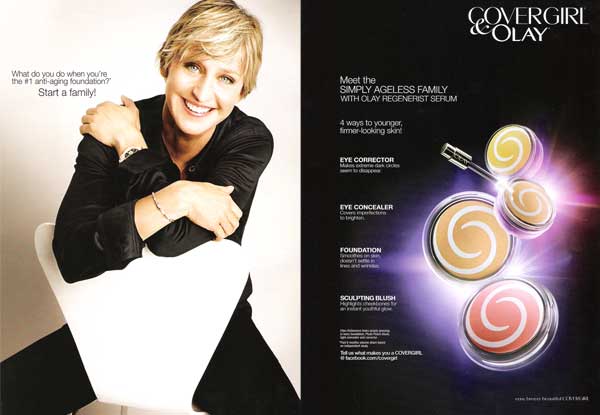 Ellen DeGeneres for CoverGirl Olay makeup