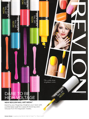 Emma Stone Revlon Nail Art Neon celebrity endorsement ads