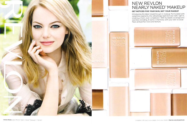 Emma Stone Revlon Nearly Naked makeup celebrity endorsement ads