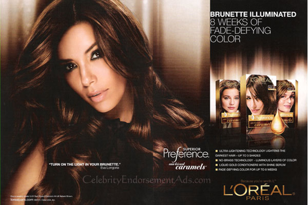 Eva Longoria Loreal celebrity endorsement adverts