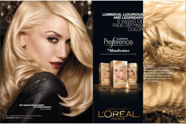 Gwen Stefani Loreal celebrity endorsement adverts