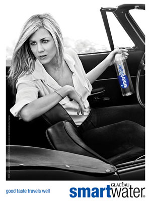 Jennifer Aniston SmartWater celebrity endorsement adverts