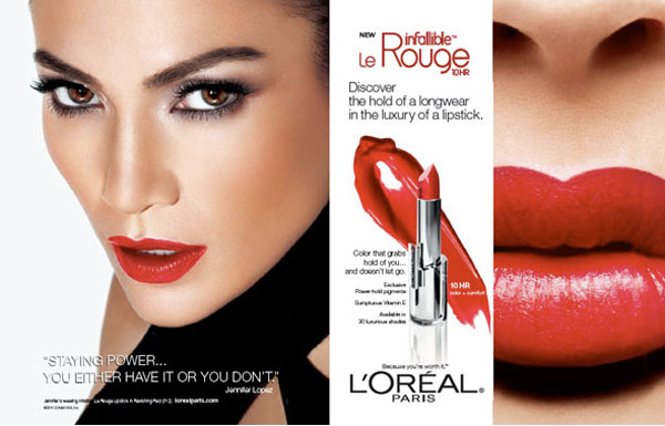 Jennifer Lopez Loreal makeup beauty celebrity endorsements