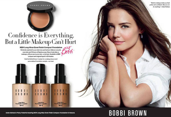 Katie Holmes for Bobbi Brown makeup celebrity endorsements