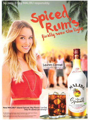 Lauren Conrad Malibu Rum celebrity endorsement ads
