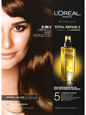 Lea Michele L'Oreal Paris celebrity endorsement ads