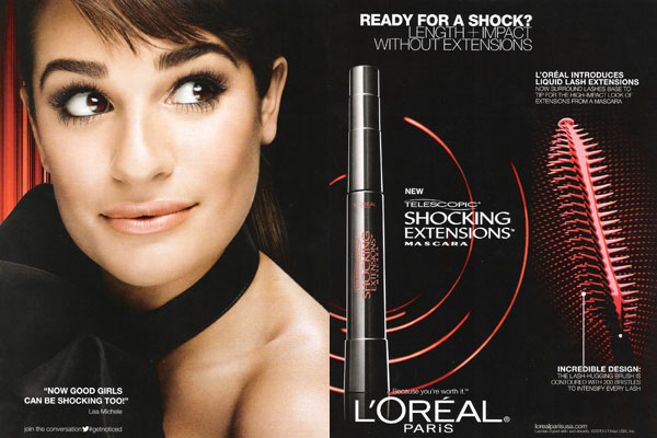 Lea Michele L'Oreal celebrity endorsement adverts