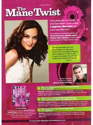 Leighton Meester for Herbal Essences celebrity endorsed beauty products
