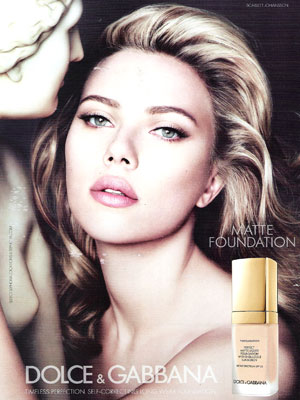 Scarlett Johansson for Dolce & Gabbana Matte Foundation celebrity endorsement ads
