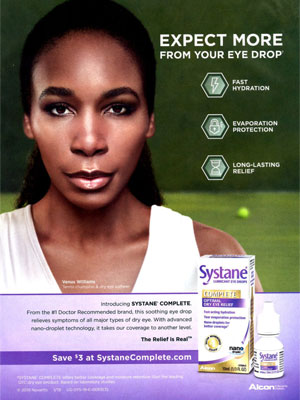 Venus Williams Alcon Systane Ad