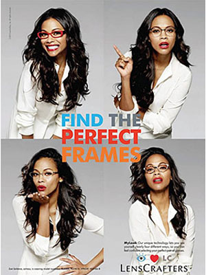 Zoe Saldana Lenscrafters celebrity endorsements