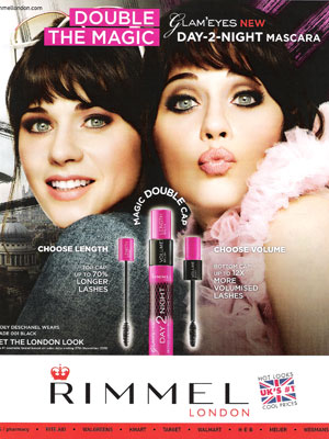 Zooey Deschanel Rimmel London makeup celebrity endorsement ads