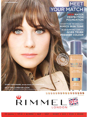 Zooey Deschanel Rimmel London makeup celebrity endorsements